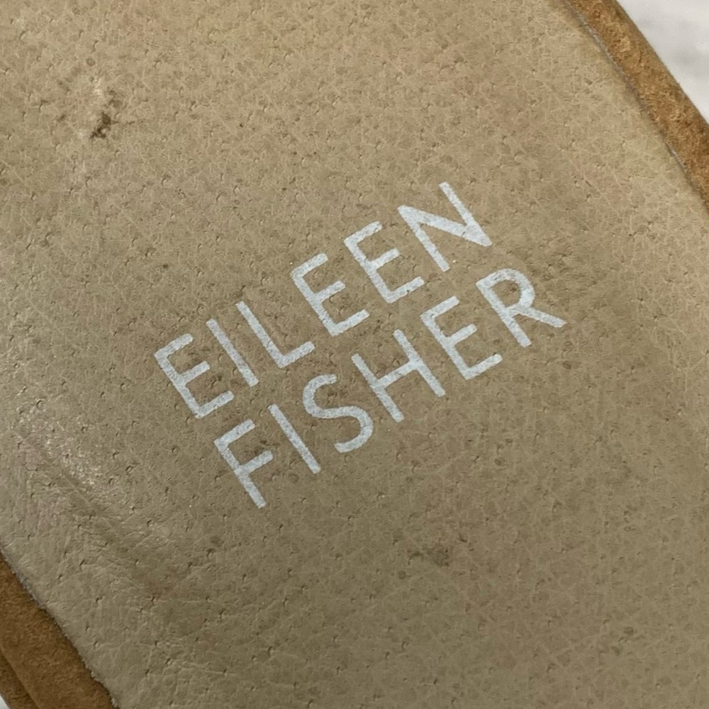 Eileen Fisher Haven Sand Nubuck Open Toe Block Heel Sandal Slides 8 Neutral Chic - Picture 13 of 15